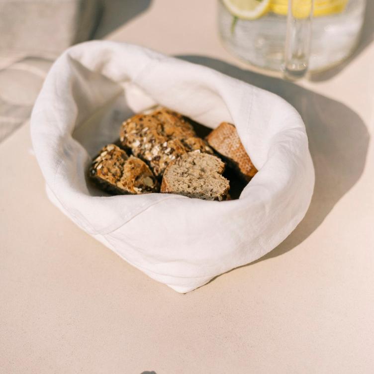 LINEN FIOCCO BREAD BAG SMALL WHITE