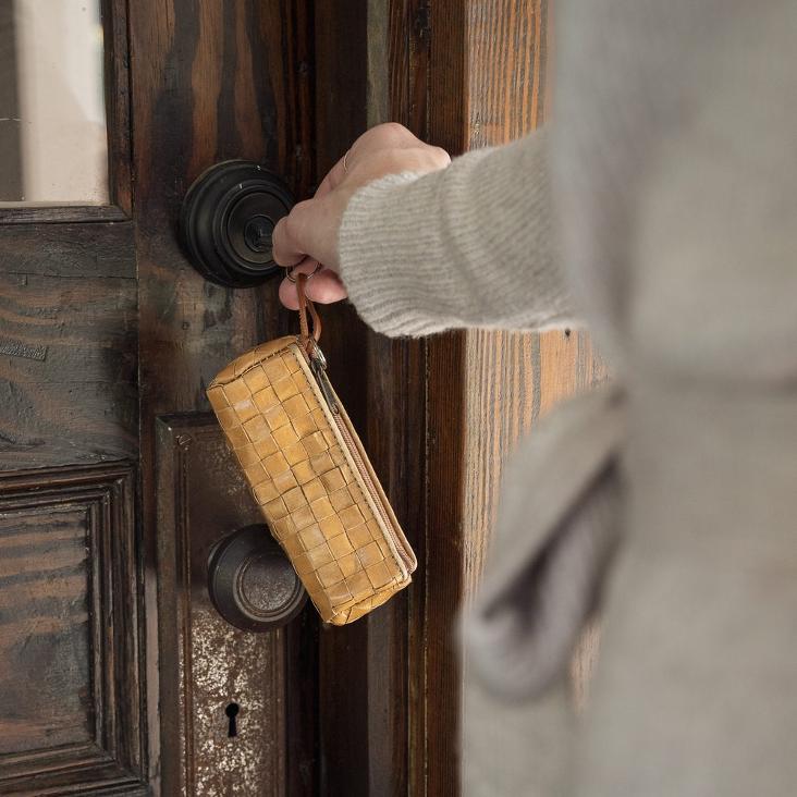 KEY HOLDER INTRECCIATO CAMEL