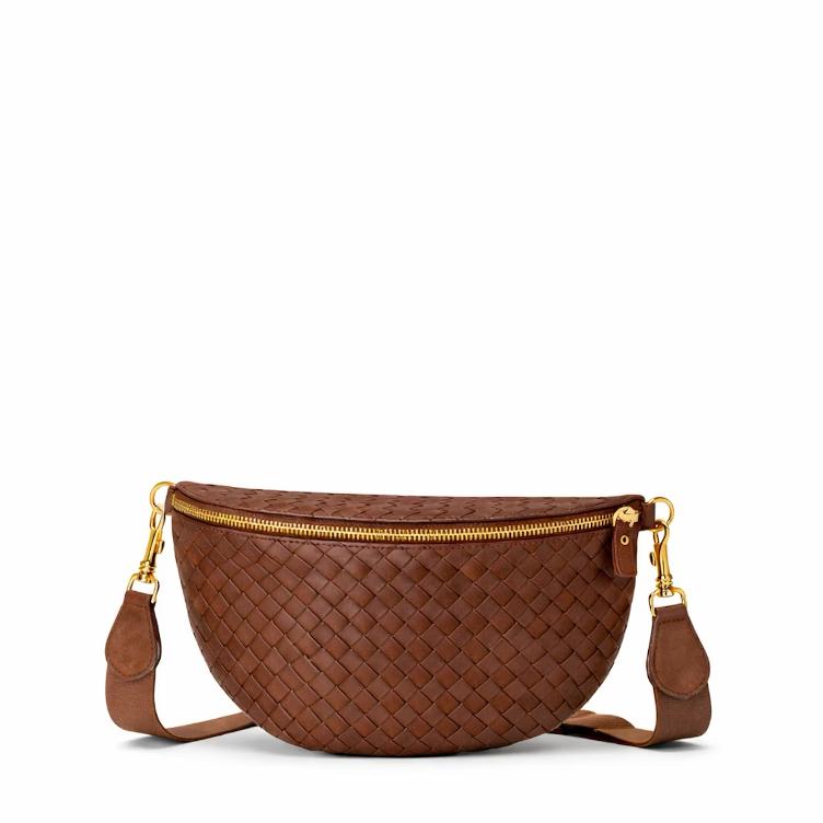 NEU: MARSUPIO SLING BAG INTRECCIATO CUOIO