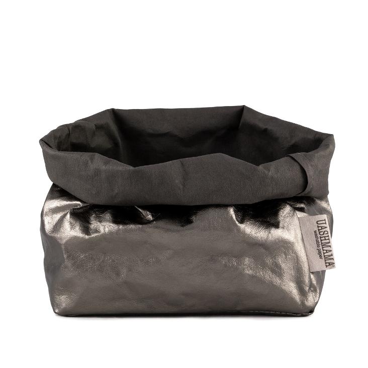 PAPER BAG METALLIC LARGE DARK GREY/PELTRO