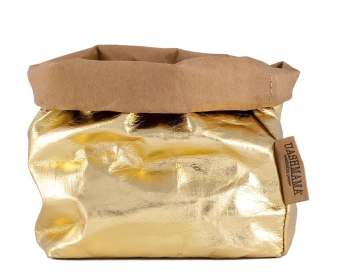 PAPER BAG METALLIC MEDIUM AVANA/GOLD (SOLANGE VORRAT REICHT)