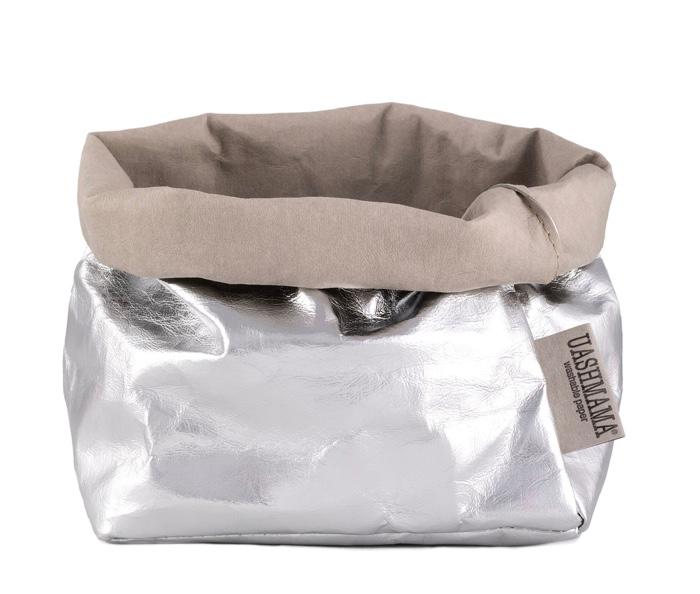 PAPER BAG METALLIC MEDIUM GREY/SILVER