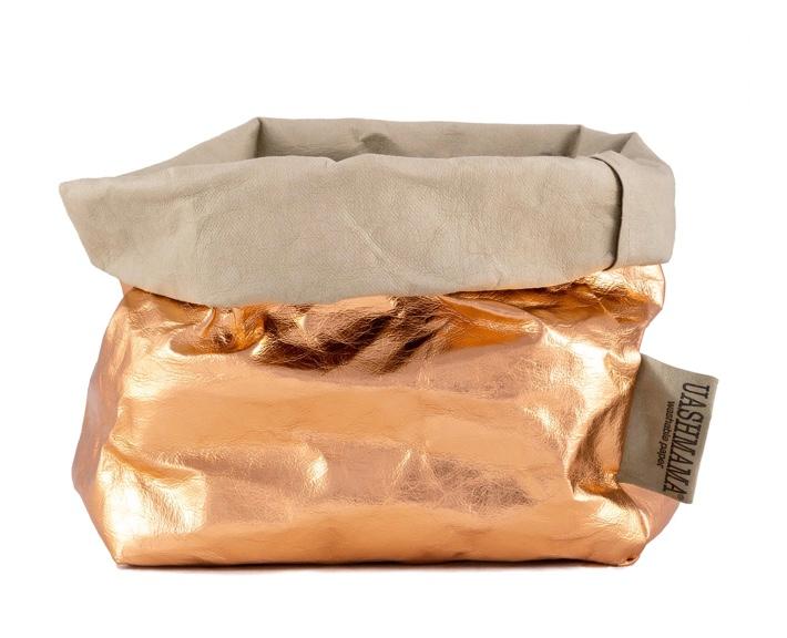 PAPER BAG METALLIC MEDIUM SABBIA/ROSATO (SOLANGE VORRAT REICHT)
