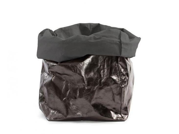 PAPER BAG METALLIC SMALL DARK GREY/PELTRO