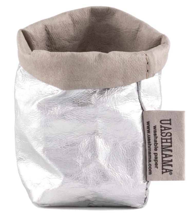 PAPER BAG XSMALL METALLIC GREY/SILVER