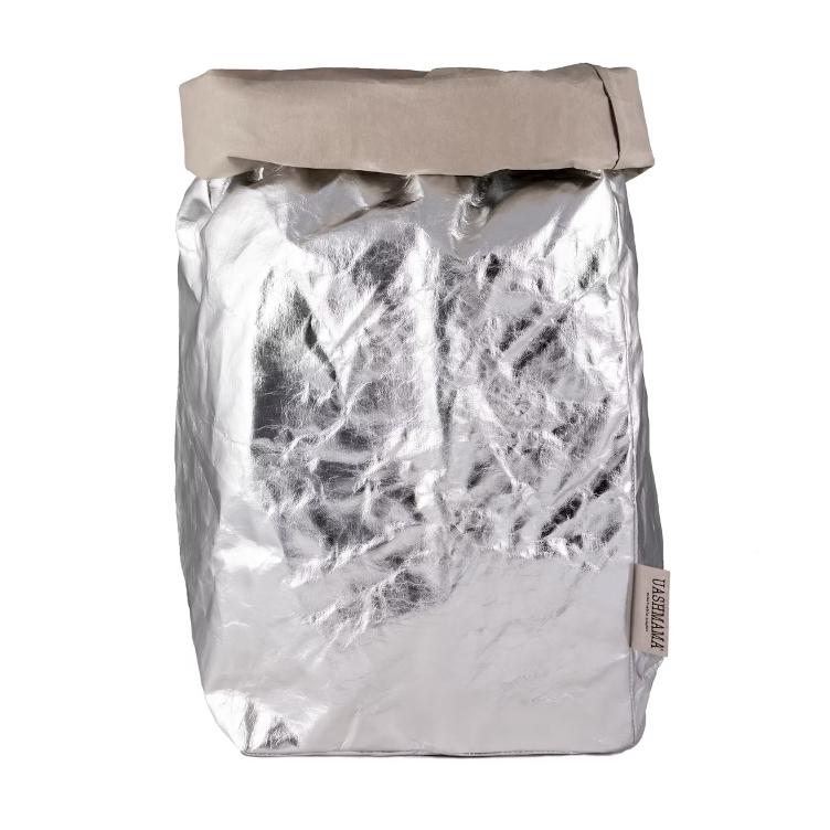 PAPER BAG METALLIC GIGANTE GREY/SILVER / LIEFERZEIT: AB BESTELLDATUM CA. 4-6 WOCHEN