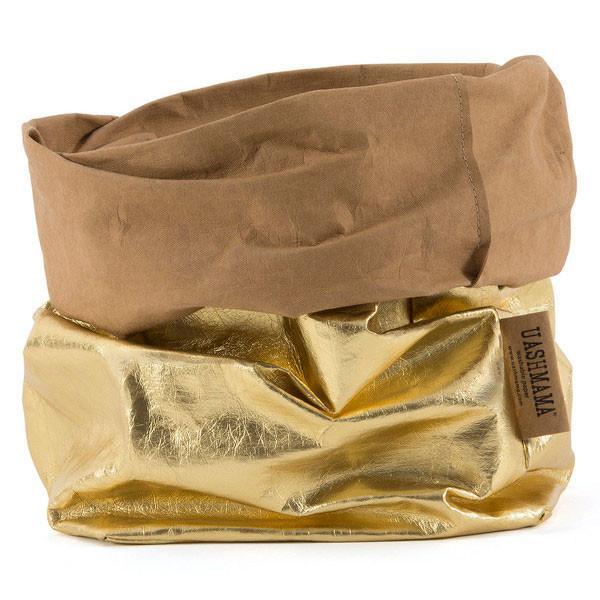 PAPER BAG METALLIC LARGE AVANA/GOLD (SOLANGE VORRAT REICHT)