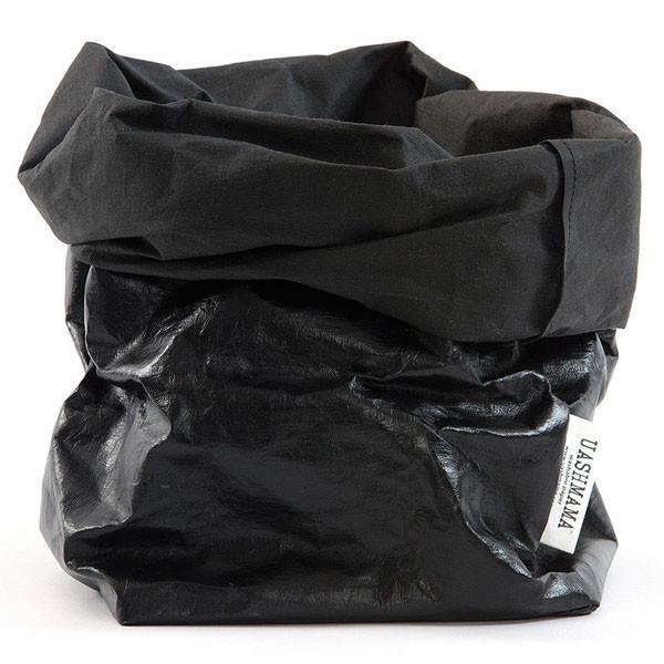 PAPER BAG METALLIC LARGE BLACK/BLACK (SOLANGE VORRAT REICHT)