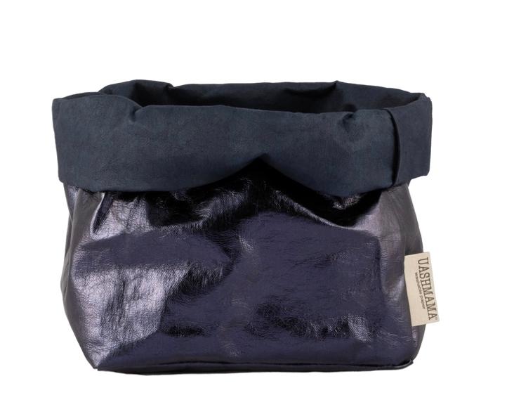 PAPER BAG METALLIC LARGE BLUE/PETROLIO