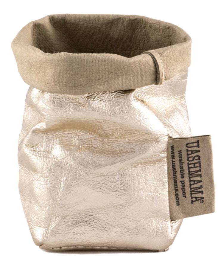 PAPER BAG METALLIC PICCOLO SABBIA/PLATINO
