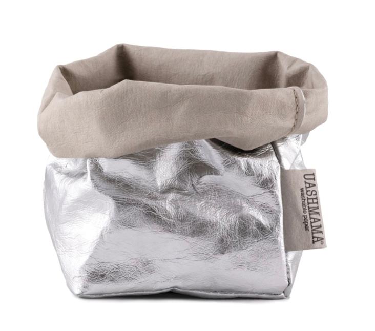 PAPER BAG METALLIC SMALL GREY/SILVER