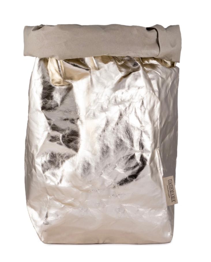 PAPER BAG METALLIC XXLARGE SABBIA/PLATINO
