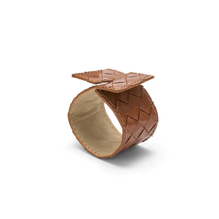 RING INTRECCIATO CUOIO