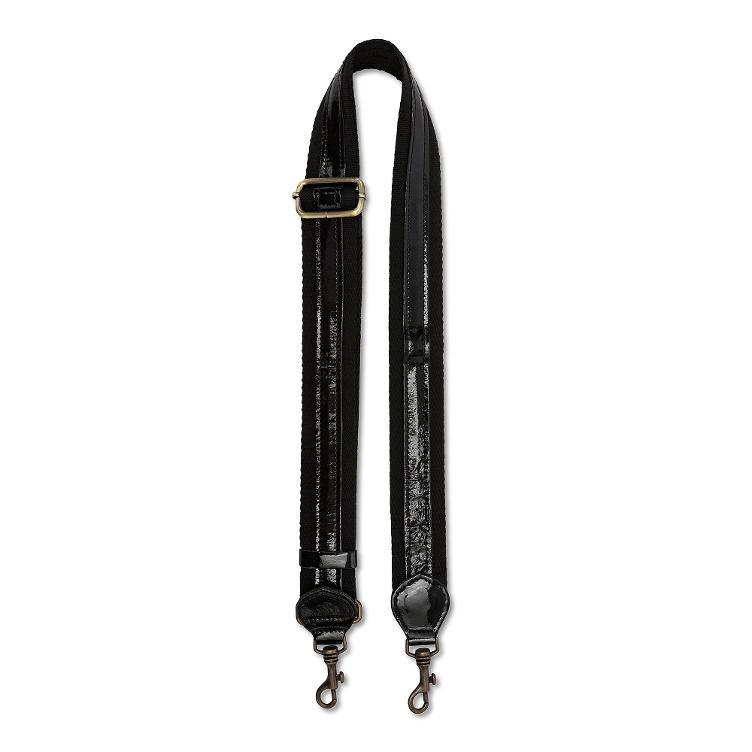 STRAP TRACOLLA 30 BICOLOR BLACK/BLACK VERNICE (GLOSSY)