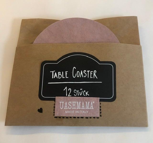 TABLE COASTER - GLAS UNTERSETZER TEC QUARZO ROSA SET Á 12 STK.