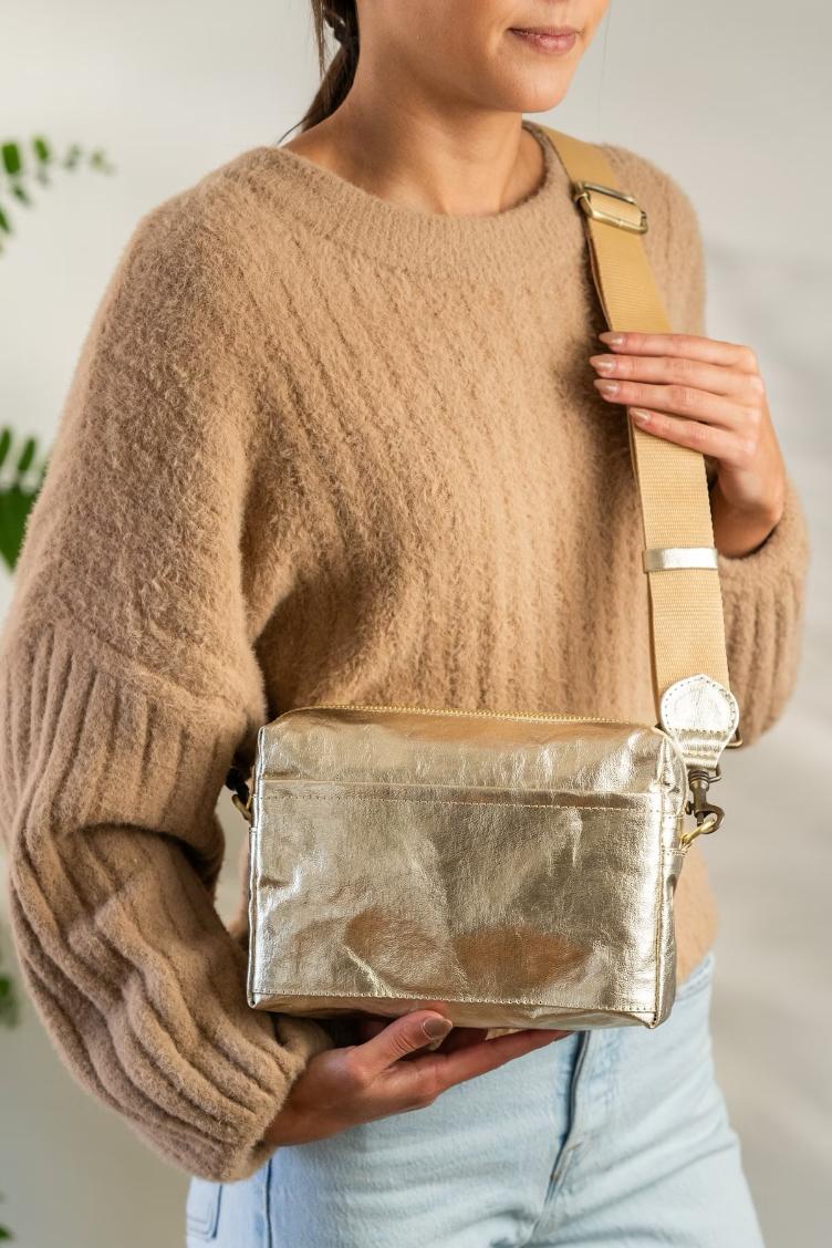 TRACOLLA BAG LARGE METALLIC PLATINO