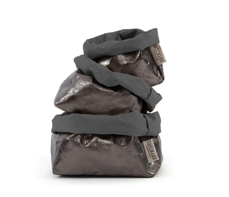 VORBESTELLEN: PAPER BAG METALLIC PICCOLO DARK GREY/PELTRO (LIEFERBAR CA 4-6 WOCHEN AB BESTELLDATUM)