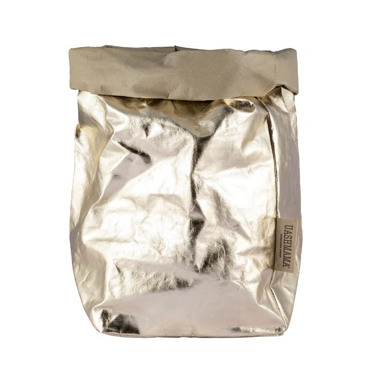 VORBESTELLEN: PAPER BAG METALLIC XLARGE SABBIA/PLATINO (LIEFERBAR CA 4-6 WOCHEN AB BESTELLDATUM)